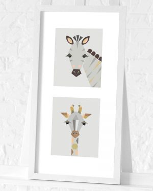 Zebra and Giraffe preframed print